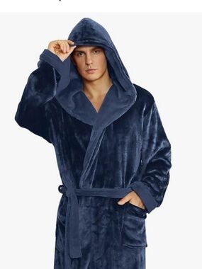 Men's Luxury Plush Robe - Navy Blue